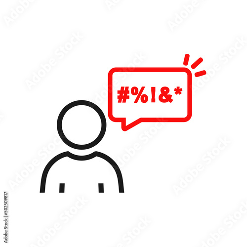 Person swear speech bubble. Obscene language, curse. Vector illustration