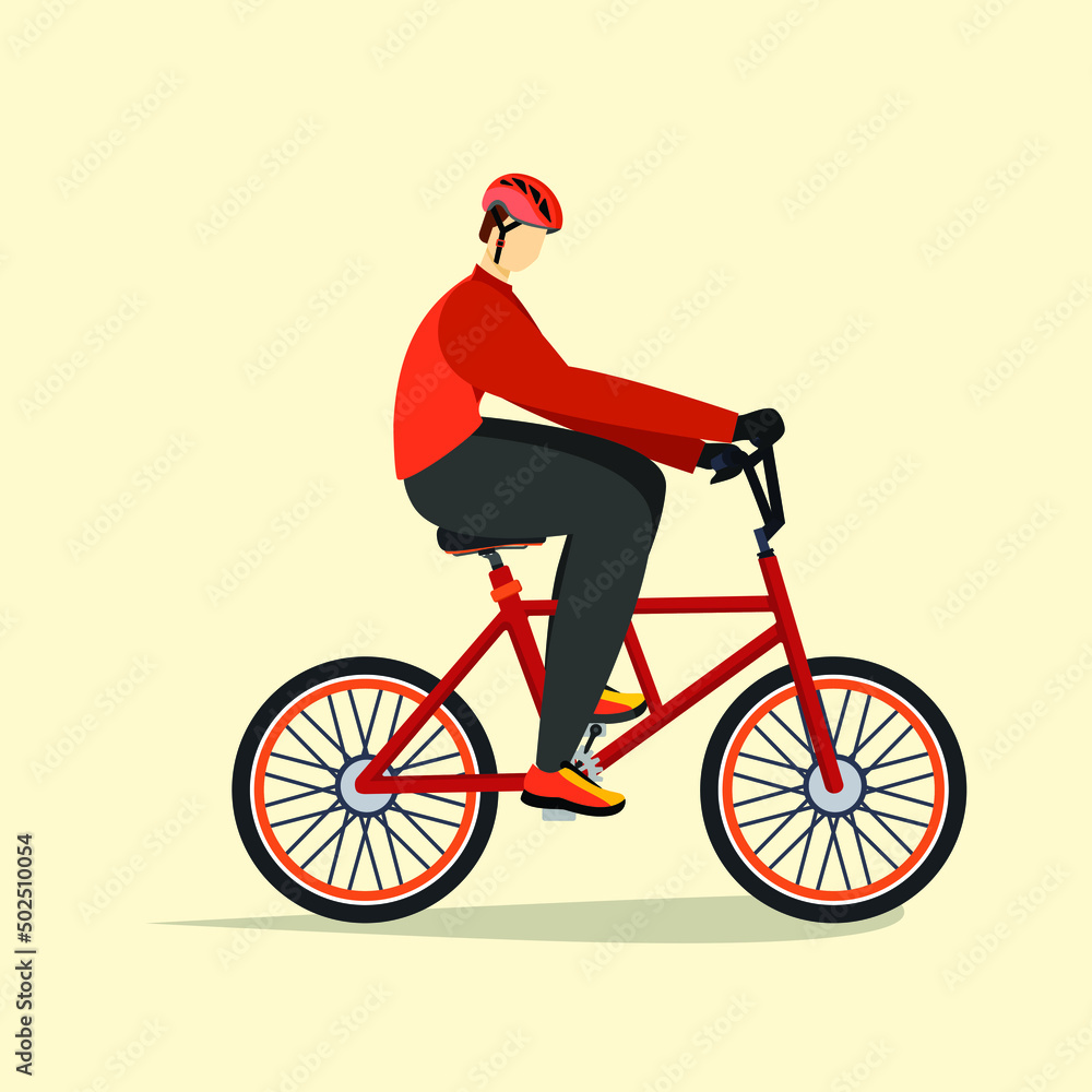 custom made wallpaper toronto digitalYoung boy with helmet using bicycle on city street. World  bicycle day. Colored flat graphic vector illustration isolated.