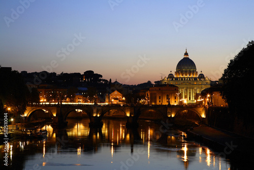 Saint Angel Bridge, Ponte sant'Angelo, at sunset, Rome © anghifoto