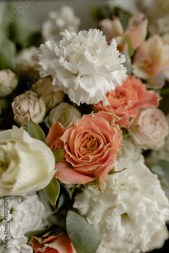 Large  delicate  spring bouquet of flowers. Bouquet details