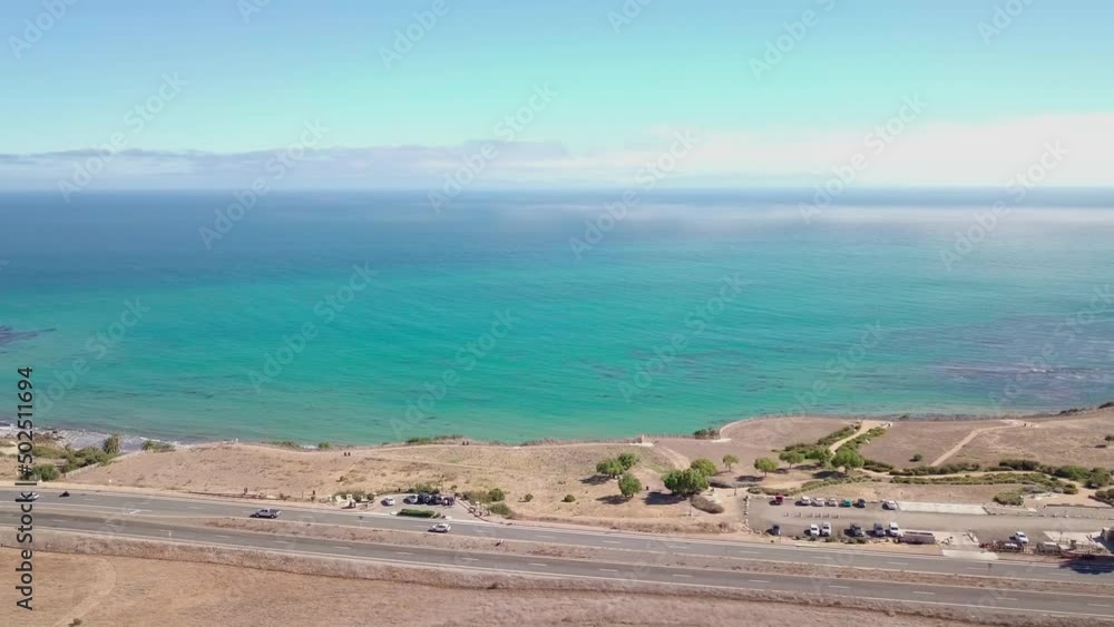 Aerial view of turquoise ocean waters in California coastline, Rancho palos verdes Aerial view of turquoise ocean waters in California coastline, Rancho palos verdes