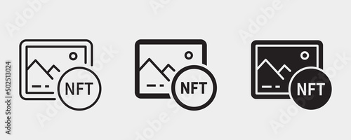 NFT icon. Black vector illustration isolated on white background.