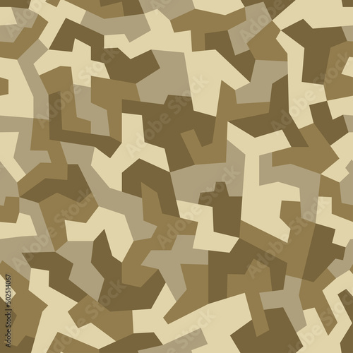 Geometric brown camouflage, military texture, seamless camo pattern. Desert color . Vector