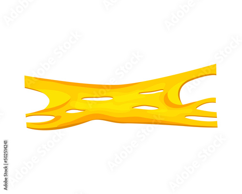 Flowing melted cheese. Vector cartoon background of hot cheddar, parmesan or holland cheesy with holes isolated on white background. 