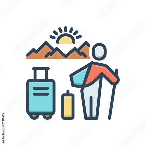 Color illustration icon for tourist
