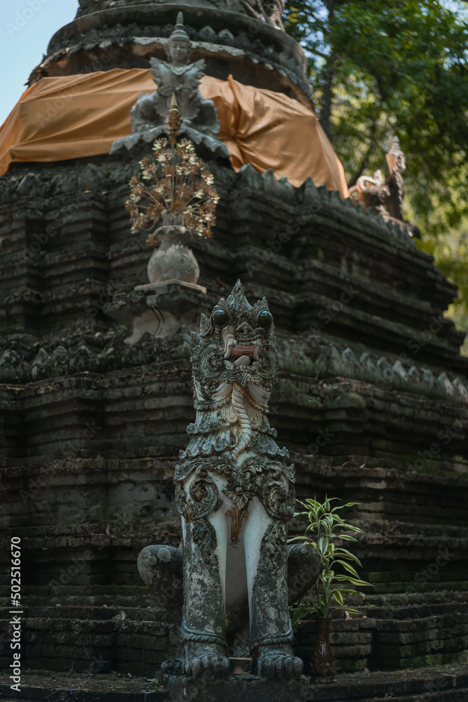 Mythological creatures statue at Wat Palad or Wat Pha Lat temple the secret hidden temples nestled in the jungle is the travel destination of Chiang Mai, Thailand. Mythological creatures statue at Wat Palad or Wat Pha Lat temple the secret hidden temples nestled in the jungle is the travel destination of Chiang Mai, Thailand.