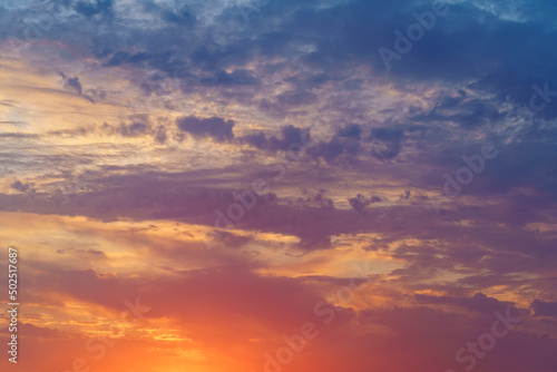 Natural background of a beautiful sky with clouds at sunset © vvicca