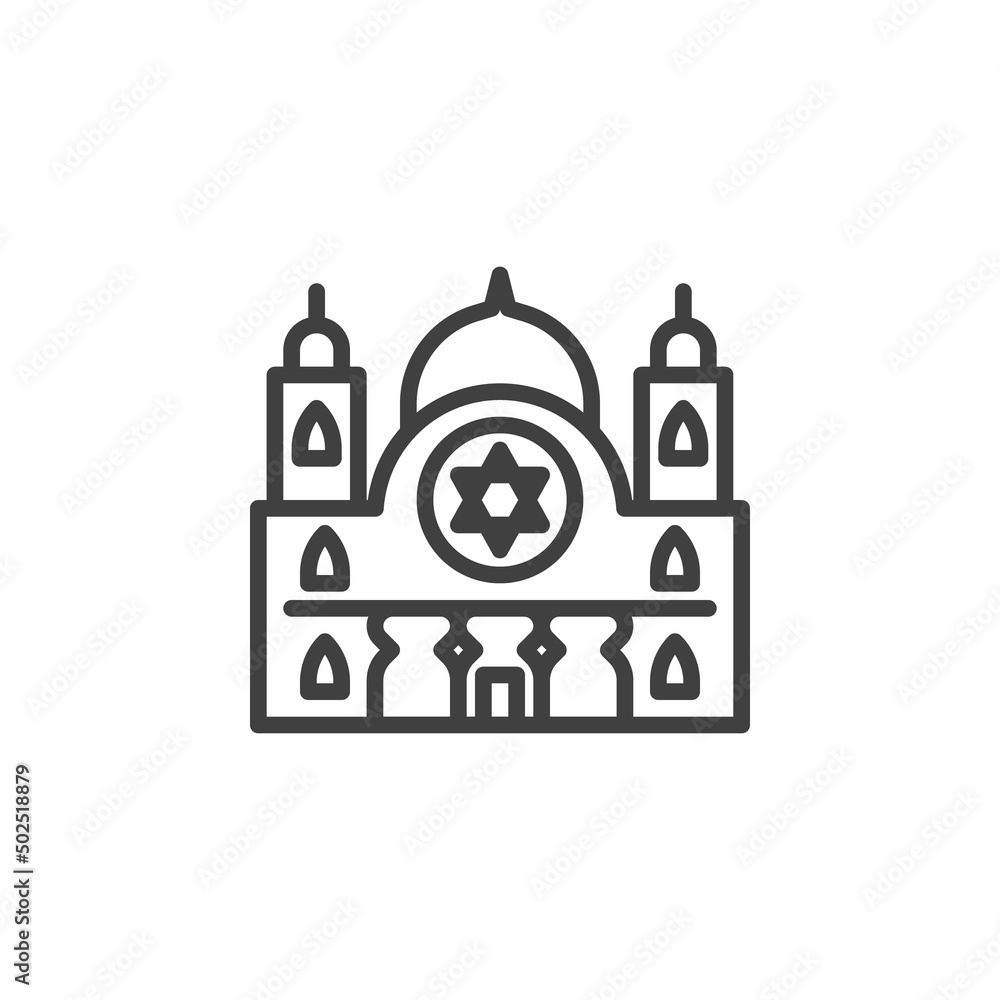 Synagogue building line icon