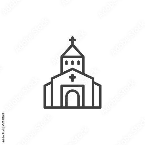 Monastery building line icon