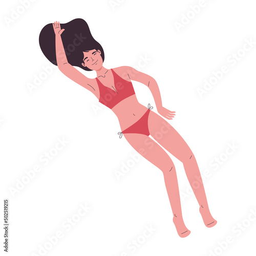 woman tanning with swimsuit