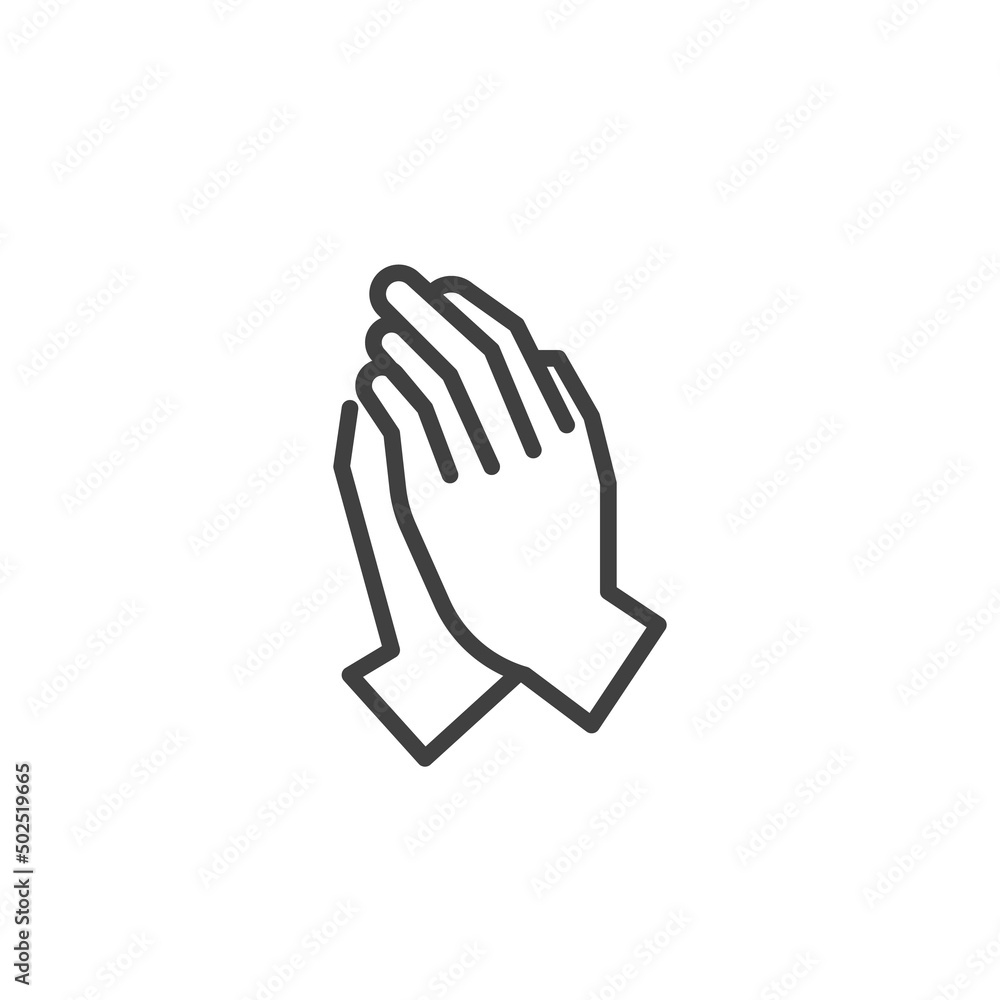 Praying hands line icon