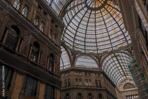 Ceiling of public shopping mall built in 1887 named after King Umberto, Galleria Umberto I is part of the Unesco World Heritage Old Town. Galleria Principe Di Napoli, Naples, Campania, Italy, Europe photo