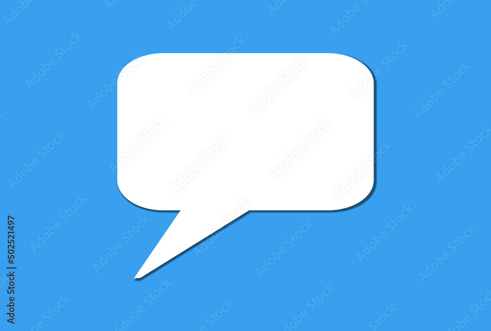 Weißer Sprechblase mit Textfreiraum auf blauem Hintergrund Weißer Sprechblase mit Textfreiraum auf blauem Hintergrund