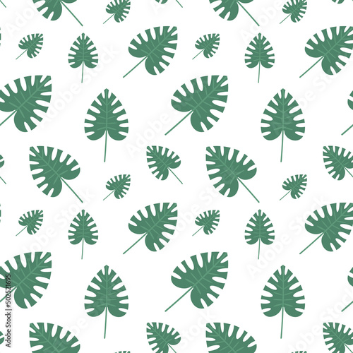 Seamless pattern with tropical leaves
