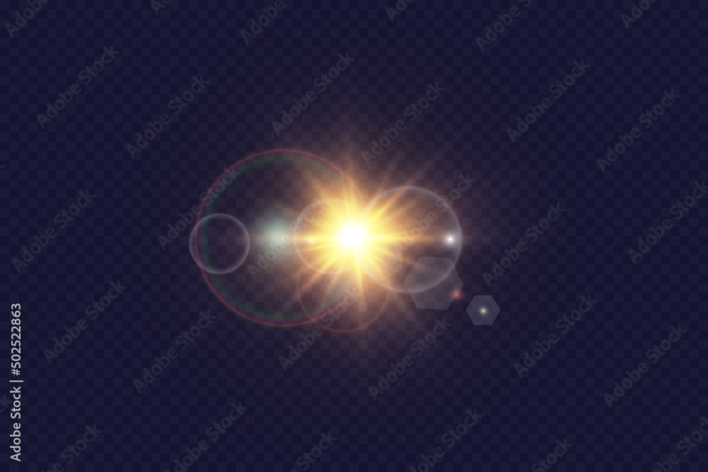 Vector. Sunlight. glare effect.Bright sun.With sunbeams. Vector. Sunlight. glare effect.Bright sun.With sunbeams.