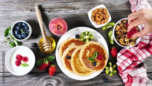 Wallpaper Mural fried pancakes with fruits Torontodigital.ca