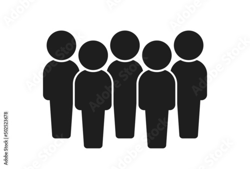 立っている5人の人のアイコン・ピクトグラム - チーム・集団のイメージ素材 