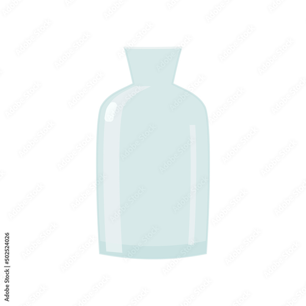 Glass vase for flowers. Cartoon glass bottle. Isolated vector illustration Glass vase for flowers. Cartoon glass bottle. Isolated vector illustration