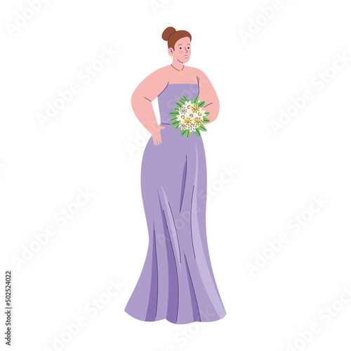 bridesmaid with bridal bouquet