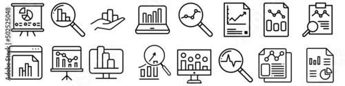 Data analysis icon vector set. profit graph illustration sign collection. data science symbol or logo.