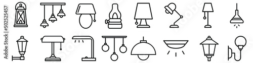 Lamp icon vector set. illuminator construction illustration sign collection. lighting symbol or logo. photo