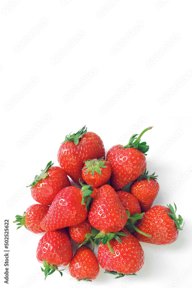 strawberries on a white background. handful of fresh ripe strawberries on a white background close-up strawberries on a white background. handful of fresh ripe strawberries on a white background close-up