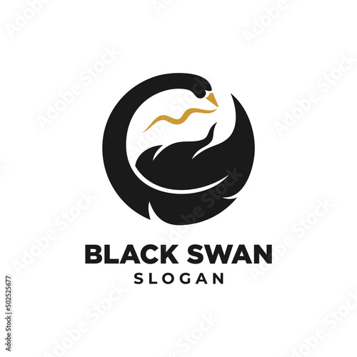 Gestalt logo concept for black swan and pen feather