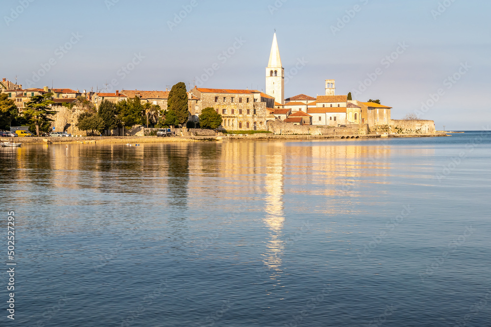 View at the Porec Old town with Bell tower, Croatia