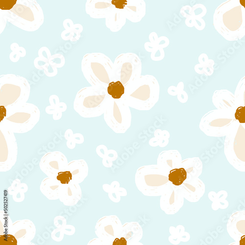colors daisies floral botanical flowers. Wild spring leaf wildflower isolated. Watercolor illustration set. drawing aquarelle. Seamless background pattern. Fabric wallpaper print texture.