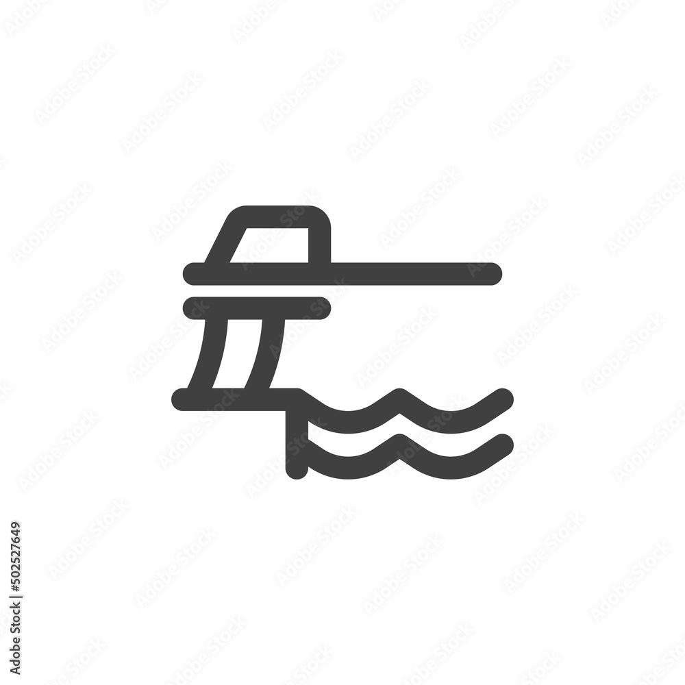 Swimming pool jump board line icon Swimming pool jump board line icon