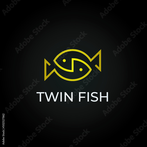 Twin Fish Logo Monoline Style