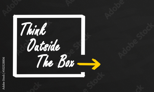 Outside the box Thinking typography with arrow. different and creative Thinking Concept 