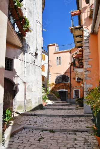 Fototapeta Naklejka Na Ścianę i Meble -  A narrow street in Morcone, a small village in Campania region, Italy.