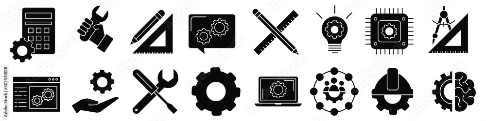 Engineering icon vector set. construction illustration sign collection. designing symbol or logo. - obrazy, fototapety, plakaty 