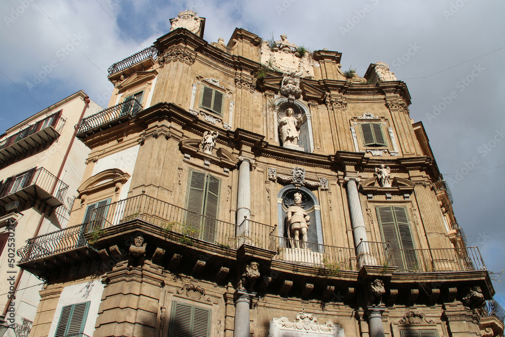 baroque buildings called the quattro canti in palermo in sicily (italy)
