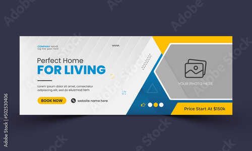 Real estate social media facebook cover design template