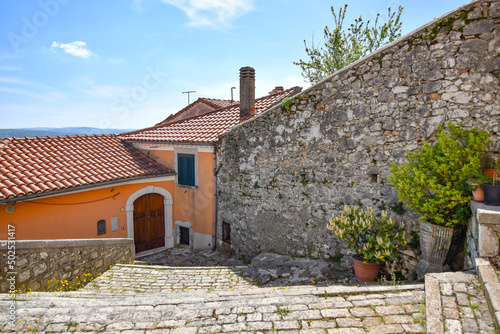 A narrow street in Morcone  a small village in Campania region  Italy.