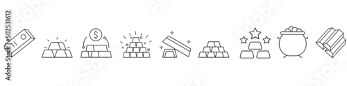 Gold icon vector set. wealth illustration sign collection. treasure symbol or logo.