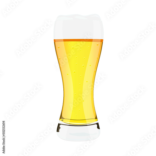 glass of light beer isolated on a white background