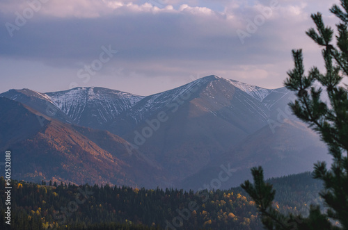 Autumn sunset in the mountains