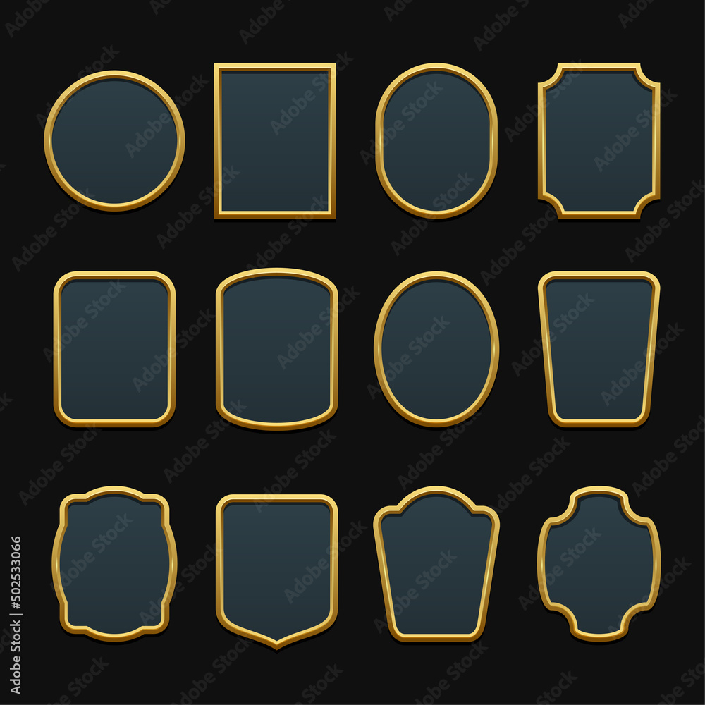 Gold Board Frame for Game Menu Interface. UI Set Vector Stock Vector ...