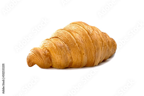 Plain Croissant, a classic crescent-shaped croissant. isolated on a white background.
