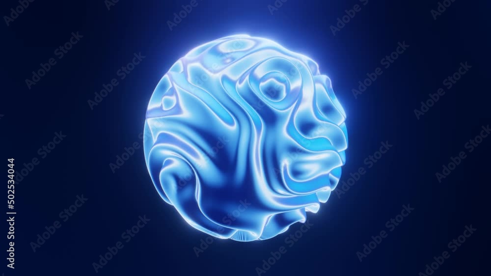 Blue shiny metal wavy ball seamless 3d animation Blue shiny metal wavy ball seamless 3d animation
