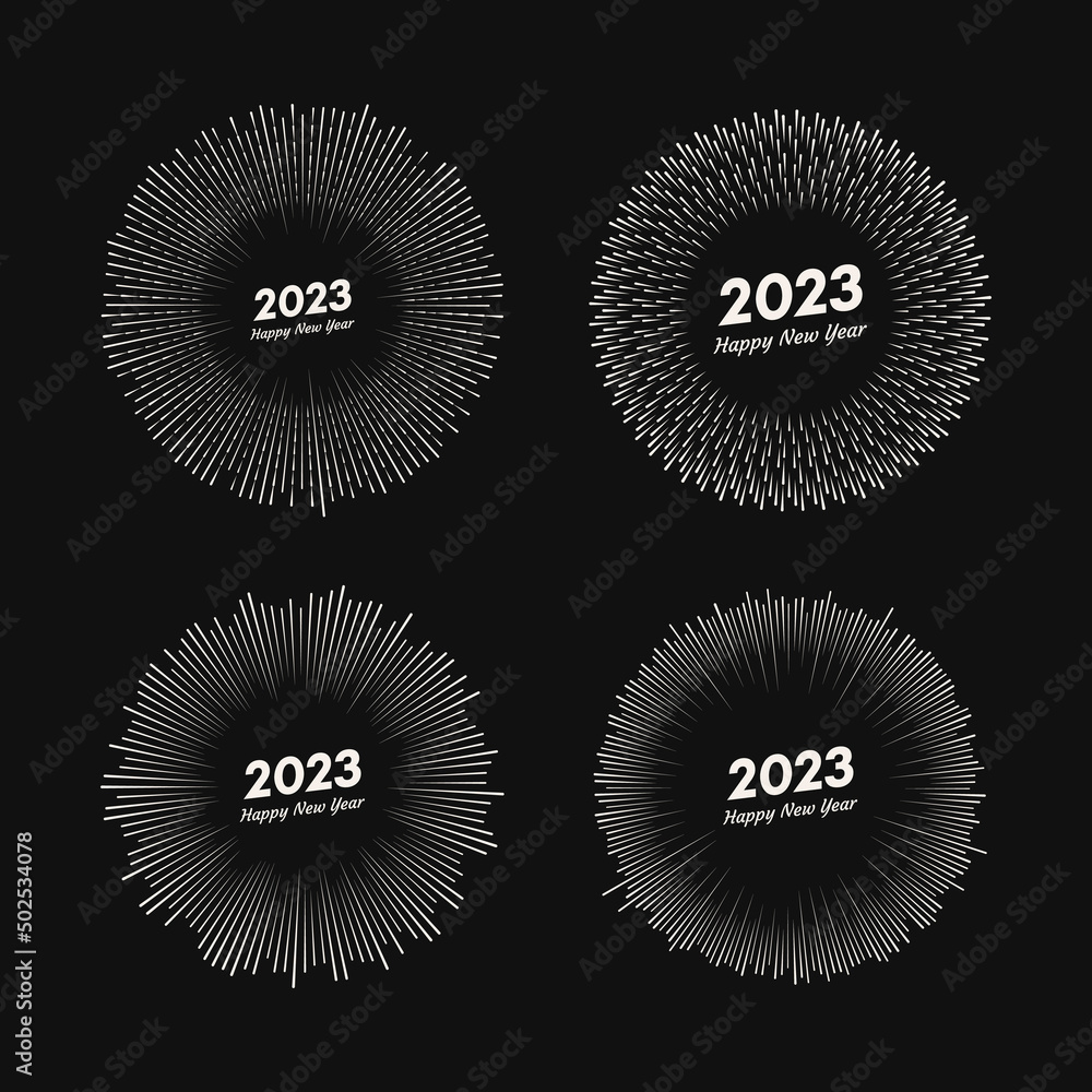 Firework with inscription 2023 and Happy New Year