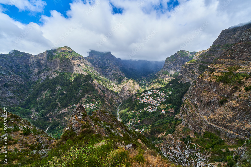 View of the Curral das Freiras valley, mountains in Madeira View of the Curral das Freiras valley, mountains in Madeira