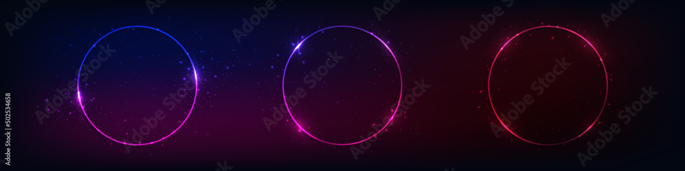 Obraz premium Set of neon frames with shining effects