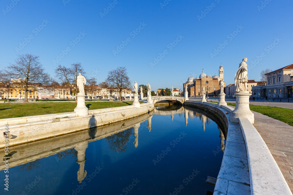 Padova Padua Prato Della Valle square with statues travel traveling holidays vacation town in Italy