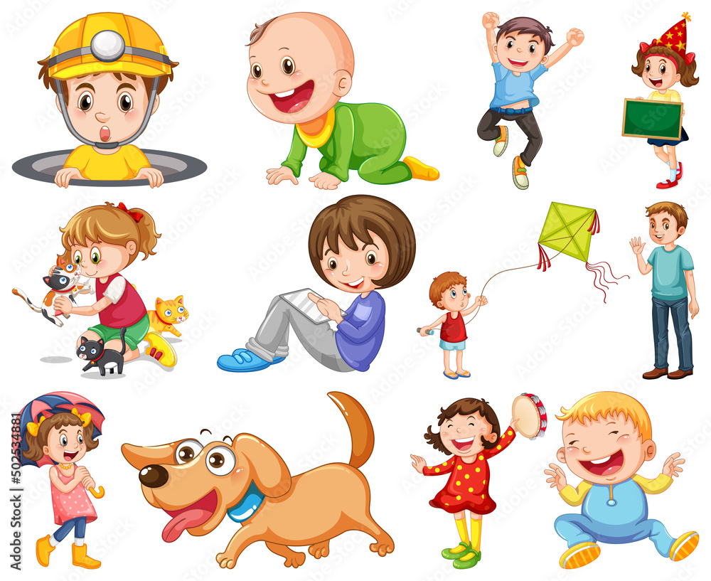 Happy children in different actions Happy children in different actions