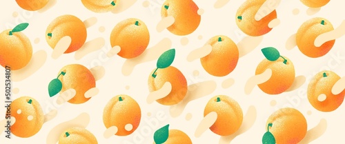 Fototapeta Naklejka Na Ścianę i Meble -  Horizontal, artistic, colorful, apricots, juice, banner illustration.