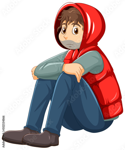 Homeless old man cartoon character